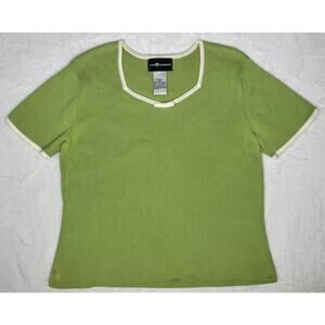 VTG Sag Harbor Pistachio Green Short Sleeve Bow Sweater 90s Coquette sz L Preppy